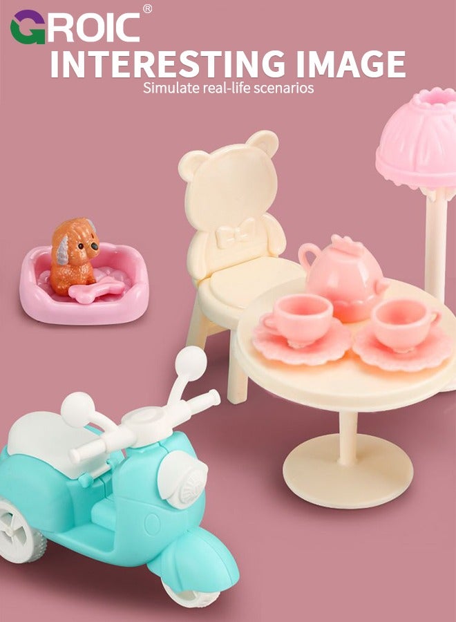 GROIC Handbag Dollhouse for kids, Doll Houses Portable Backpack with Doll Toy House with LED Light, 2 Figures, Playhouse Set Birthday Toys for Girls Kindergarten Toddlers Preschoolers  - Image 3