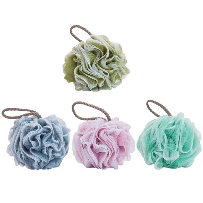 4pcs Gradient Color Bath Sponges Soft Exfoliating Mesh Poufs For Body Shower - Image 2