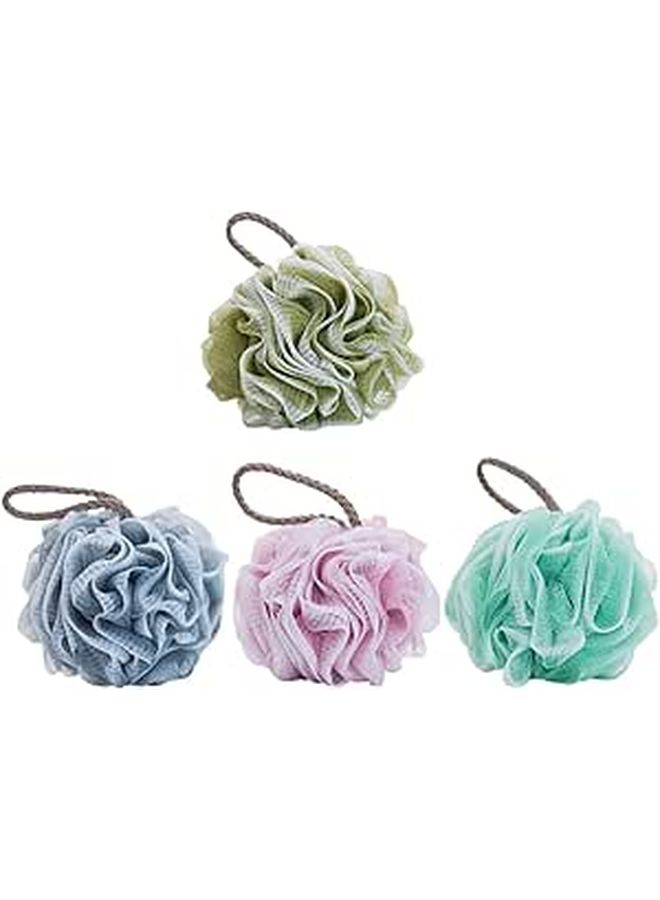 4pcs Gradient Color Bath Sponges Soft Exfoliating Mesh Poufs For Body Shower - Image 1