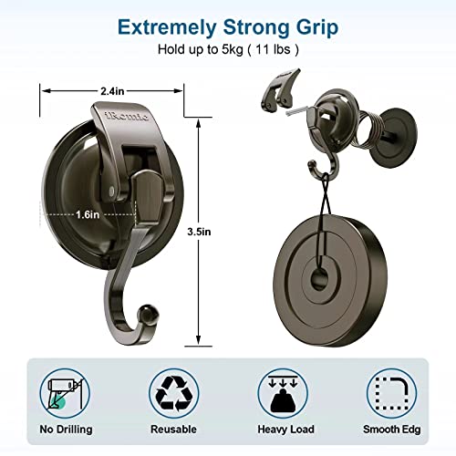 iRomic Heavy Duty Vacuum Suction Cup Hooks 4Pack for ShowerGlass WindowKitchenBathroomRestroom OrganizationGreen Bronze - Image 3