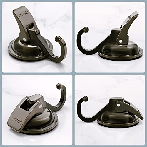 iRomic Heavy Duty Vacuum Suction Cup Hooks 4Pack for ShowerGlass WindowKitchenBathroomRestroom OrganizationGreen Bronze - Image 1