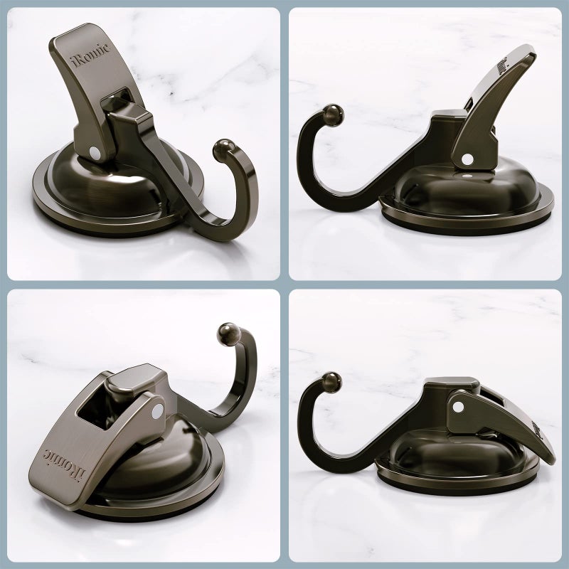 iRomic Heavy Duty Vacuum Suction Cup Hooks 4Pack for ShowerGlass WindowKitchenBathroomRestroom OrganizationGreen Bronze - Image 2