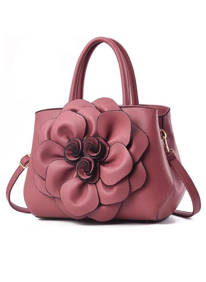 Women's Handbags Top Handle Tote Bags 3D Floral Wallet PU Leather Hobo Bags Crossbody Bags Shoulder Bags Shoulder Bags Pink  - Image 1
