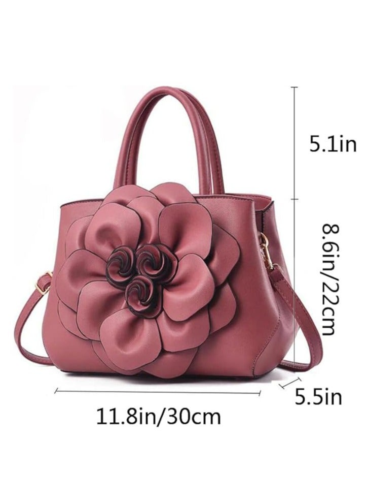 Women's Handbags Top Handle Tote Bags 3D Floral Wallet PU Leather Hobo Bags Crossbody Bags Shoulder Bags Shoulder Bags Pink  - Image 2