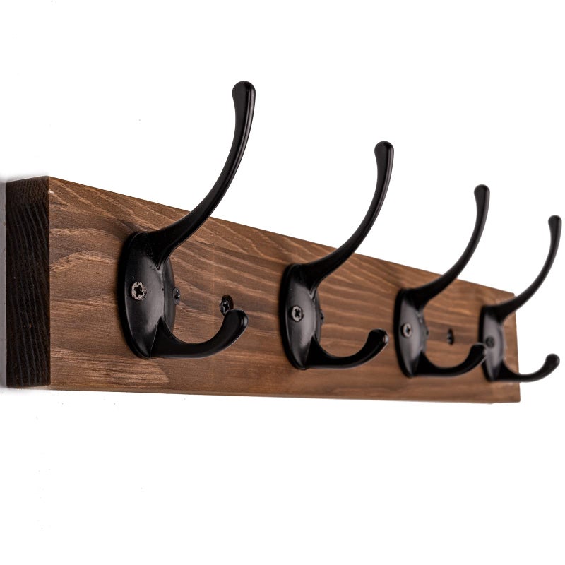 Vertorgan Coat Hooks For Wall Coat Rack Wall Mounted  Hat Rack And Hat Hooks With 4 Hooks For Entryway  Bathroom  Bedroom(Brown) - Image 1