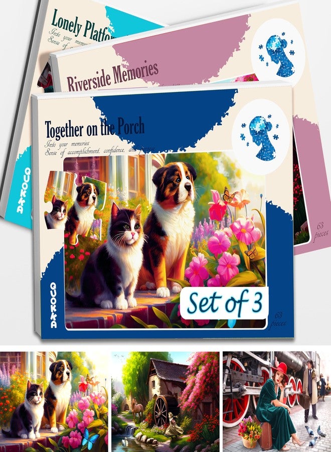 QUOKKA 63 Pieces Dementia Railway Puzzles for Elderly - Image 1