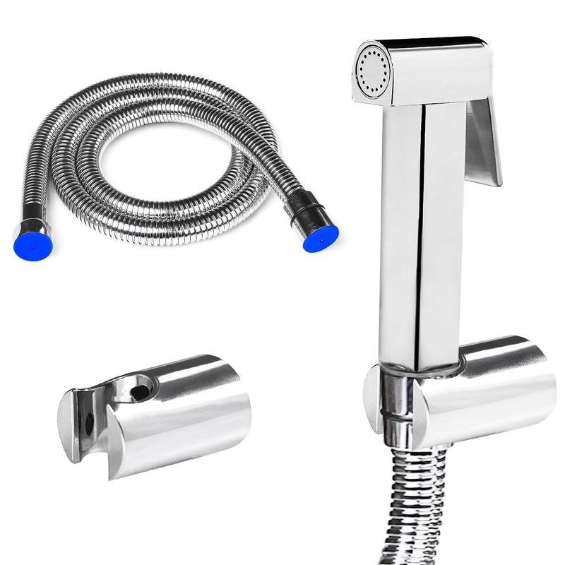 PIXELPACE Brass Health Faucet Set for BathroomJet Spray with Pipe for Toilet Shower Faucet with Ultra Flexible Shower Hose Jet Spray for ToiletAdjustable Water Pressure Control Wash D Square - Image 1