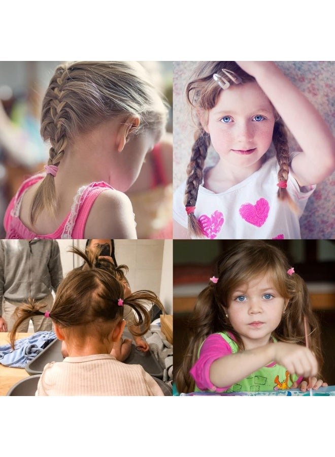 Baby Hair Ties, Elastic Hair Bands Small Hair Ties for Girls Rubber Bands Elastic Ponytail Holders. (Mix Pink) - Image 2