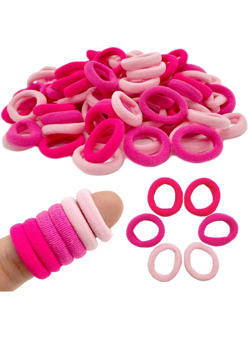 Baby Hair Ties, Elastic Hair Bands Small Hair Ties for Girls Rubber Bands Elastic Ponytail Holders. (Mix Pink) - Image 1