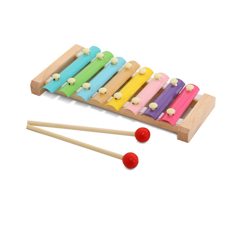 Wooden Children'S Eight-Tone Piano Clock Rainbow Tower Four Sets Of Column Shape Board Twisting Insect Baby Educational Toys - Image 4