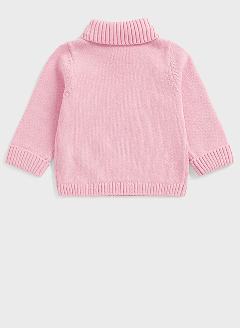 mothercare Pink Roll-Neck Knitted Jumper