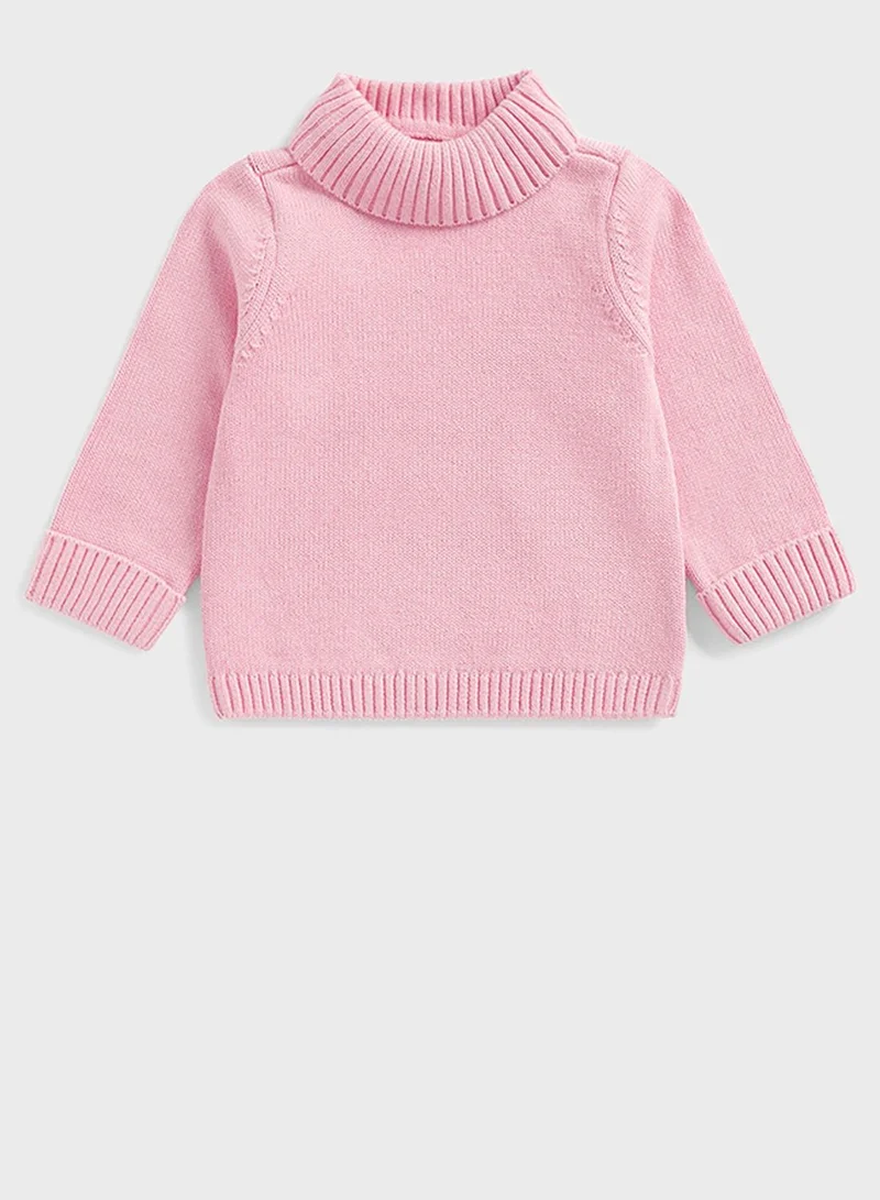 mothercare Pink Roll-Neck Knitted Jumper