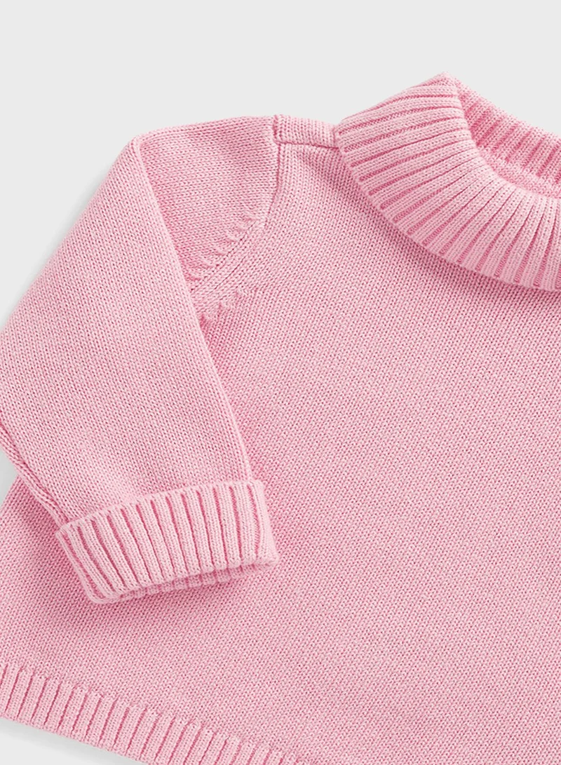 mothercare Pink Roll-Neck Knitted Jumper