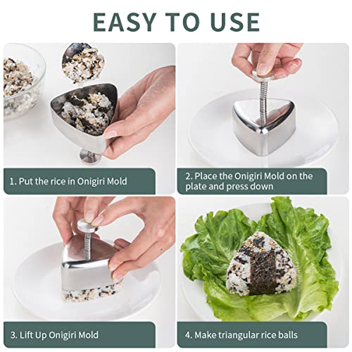 choxila Onigiri Mold, Stainless Steel Rice Ball Mold Sushi Maker, Classic Triangle Spam Musubi Mold for Kids Lunch Bento and Home DIY - Image 5