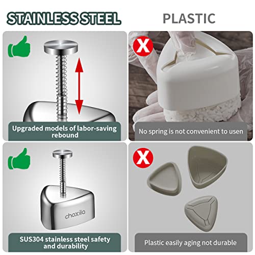 choxila Onigiri Mold, Stainless Steel Rice Ball Mold Sushi Maker, Classic Triangle Spam Musubi Mold for Kids Lunch Bento and Home DIY - Image 3