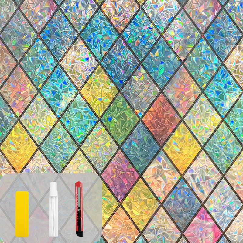Countewol Rainbow Privacy Window Film Stained Glass Window Film That is Adhesive-Free, Residue-Free, Reusable, and Easy to Install with Tools. (Rainbow, 17.5 X 78.7 in) - Image 1