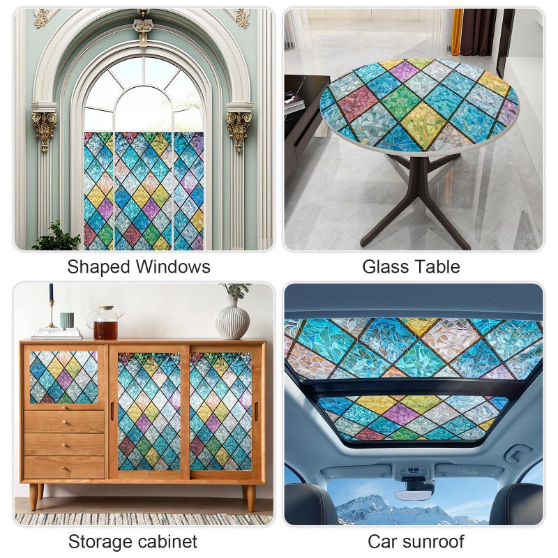 Countewol Rainbow Privacy Window Film Stained Glass Window Film That is Adhesive-Free, Residue-Free, Reusable, and Easy to Install with Tools. (Rainbow, 17.5 X 78.7 in) - Image 4