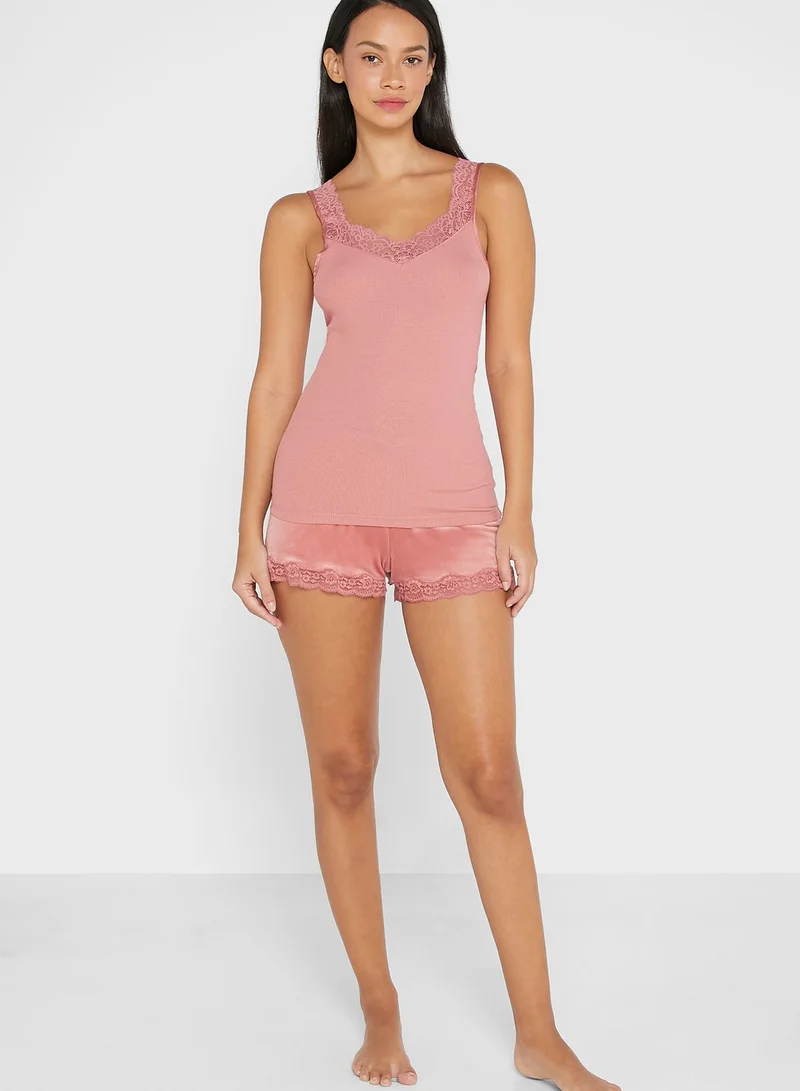 hunkemoller Velours Scallop Pyjama Short