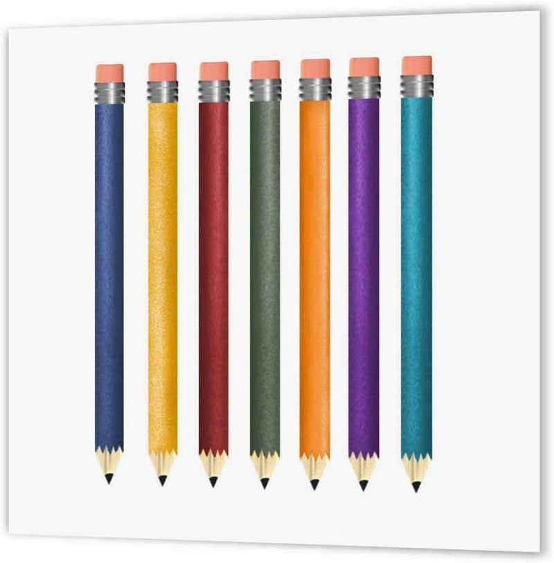 3dRose Seven No 3 Pencils Iron On Heat Transfer - Multi-Colour, 8-inch