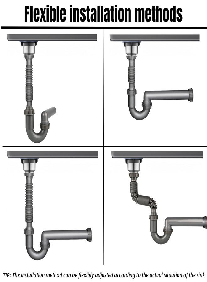 COLDDD Expandable and Flexible P-Trap, 1-1/2" Sink Drain Pipe Kit, Wall Drain, For Kitchen Sink - Image 4