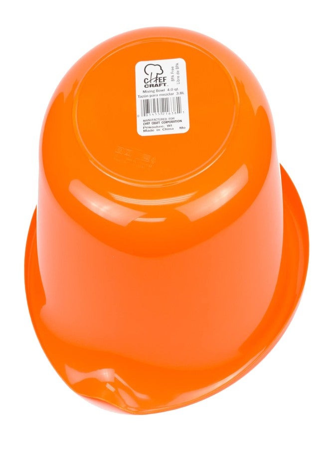 Chef Craft Select Plastic Mixing Bowl, 4 quart capacity, Orange - Image 2