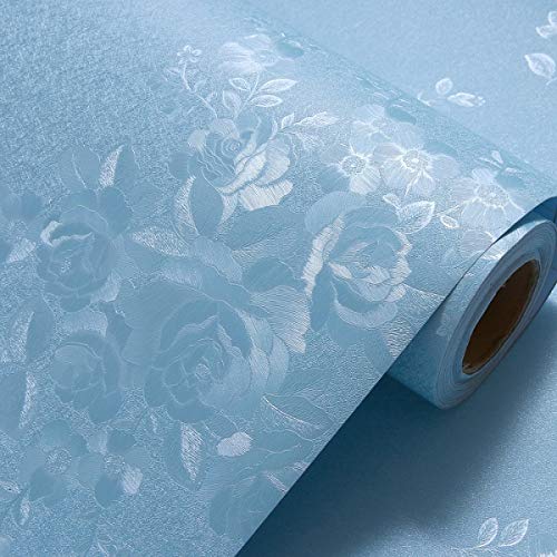 wolpin DIY Self Adhesive PVC Decal Flower Rose Wall Stickers Wallpaper (45 x 1000 CM, Ocean Blue) | Home Decoration for Living Room Hall Bedroom | Easy Peel & Stick Décor Paper - Image 5