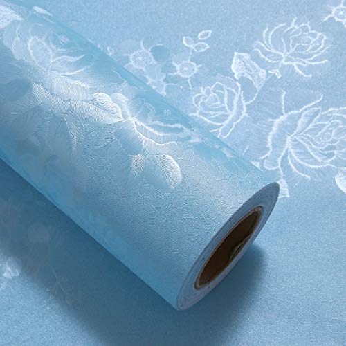 wolpin DIY Self Adhesive PVC Decal Flower Rose Wall Stickers Wallpaper (45 x 1000 CM, Ocean Blue) | Home Decoration for Living Room Hall Bedroom | Easy Peel & Stick Décor Paper - Image 2