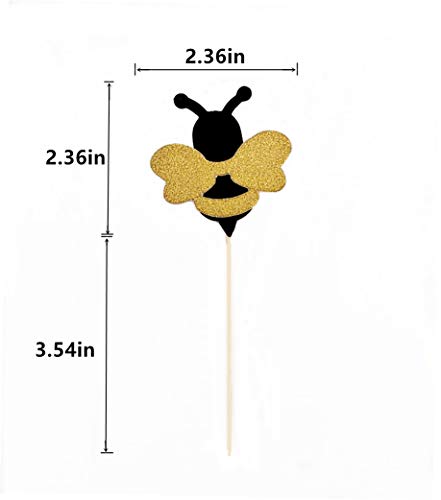 OBUY 24 Pack Glitter Bumble Bee Cupcake Toppers for Gender Reveal Party Decorations and Baby Shower Party Decorations - Image 5