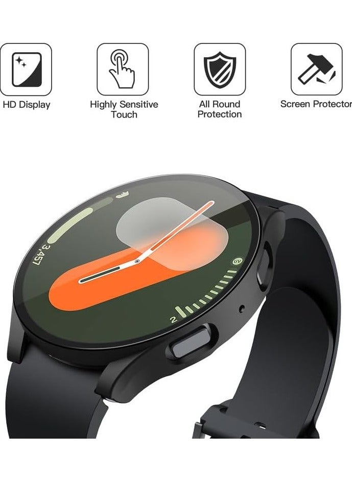 Beauenty Hard PC Screen Protector Case for Samsung Galaxy Watch 7 40mm,Anti-Slip Ultra-thin Scratch Resistant Cover with Tempered Glass for Galaxy Watch7 40mm,Black - Image 2