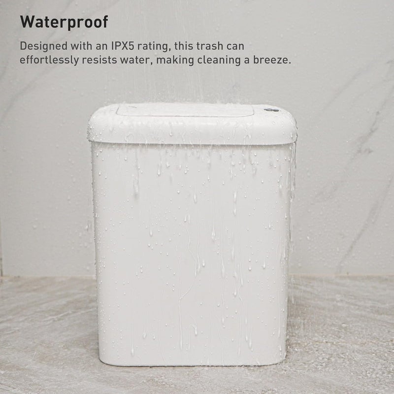 EKO Automatic Bathroom Trash Can with Lid, 2.6 Gallon Slim Touchless Garbage Can, Waterproof Motion Sensor Trash Bin for Bathroom, Office, Kitchen, White - Image 5