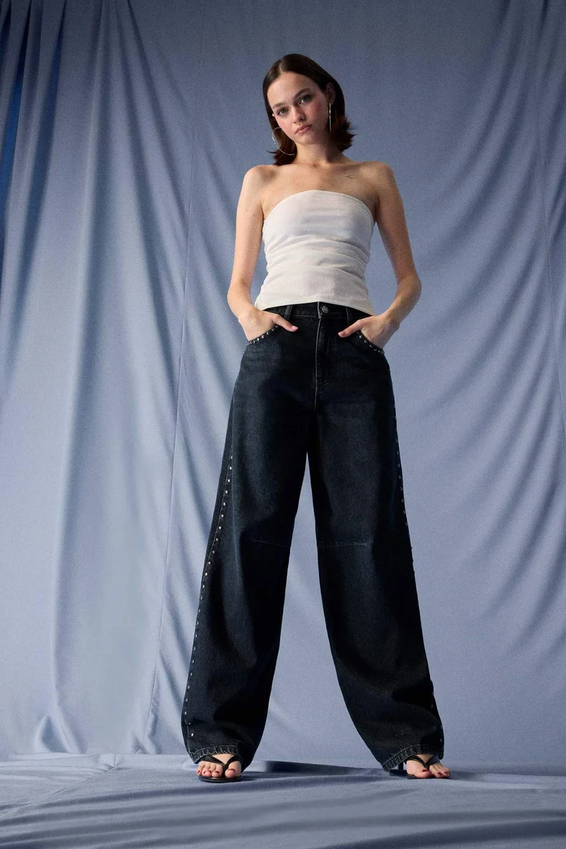 Baggy Fit High Waist Long Jeans