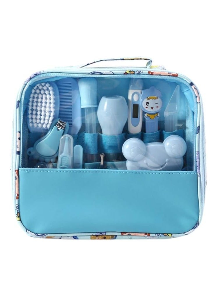 مجموعة العناية بالطفل، مجموعة العناية الصحية والحلاقة لحديثي الولادة للسفر والاستخدام المنزلي مع حقيبة ، 13 قطعة -ازرق - Image 3
