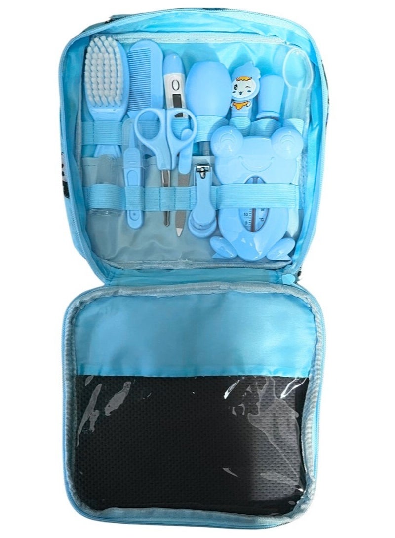 مجموعة العناية بالطفل، مجموعة العناية الصحية والحلاقة لحديثي الولادة للسفر والاستخدام المنزلي مع حقيبة ، 13 قطعة -ازرق - Image 5
