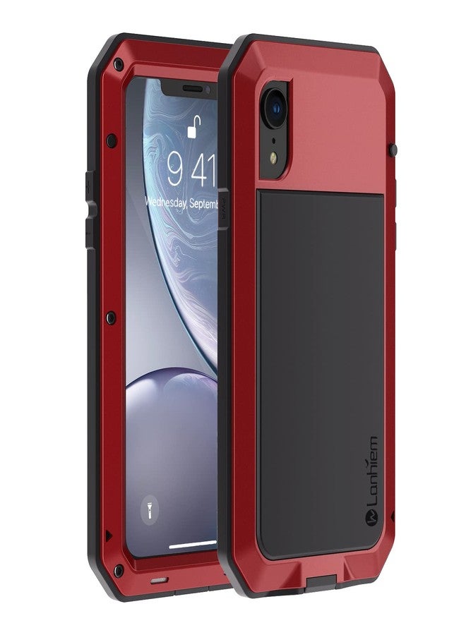 جراب Lanhiem لهاتف iPhone XR، جراب معدني متين مقاوم للصدمات [Tough Armour] مع واقي شاشة مدمج، غطاء حماية كامل 360 درجة لهاتف iPhone XR (6.1 بوصة 2018)، تصميم مقاوم للغبار - أحمر - Image 1