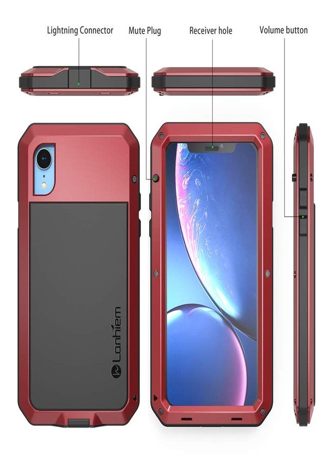 جراب Lanhiem لهاتف iPhone XR، جراب معدني متين مقاوم للصدمات [Tough Armour] مع واقي شاشة مدمج، غطاء حماية كامل 360 درجة لهاتف iPhone XR (6.1 بوصة 2018)، تصميم مقاوم للغبار - أحمر - Image 5