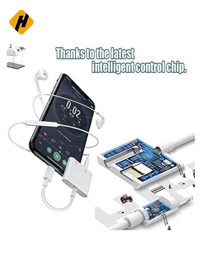 HuHa - 2 IN 1 Headphone Adapter Jack Lightning to 3.5mm AUX Cord Splitter for iPhone 7,7plus,8,X and any lightning device runs iOS 10 or later - Image 1