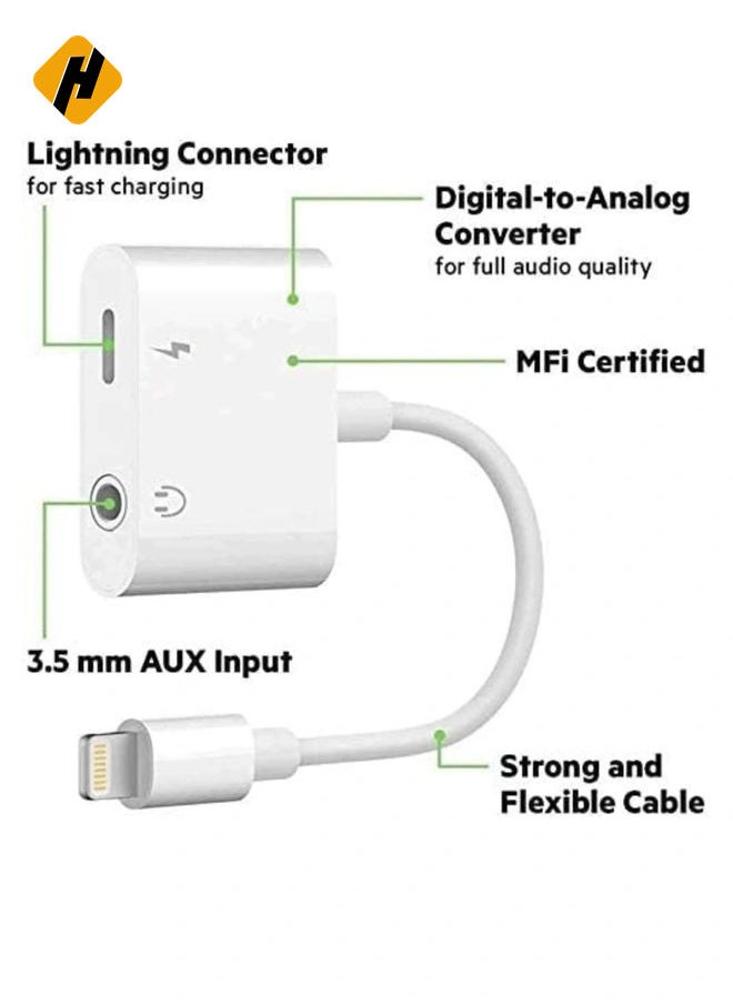 HuHa - 2 IN 1 Headphone Adapter Jack Lightning to 3.5mm AUX Cord Splitter for iPhone 7,7plus,8,X and any lightning device runs iOS 10 or later - Image 1