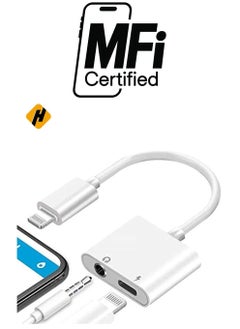 2 IN 1 Headphone Adapter Jack Lightning to 3.5mm AUX Cord Splitter for iPhone 7,7plus,8,X and any lightning device runs iOS 10 or later