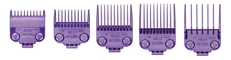 Andis 01410 Professional Master Clipper Guards - Dual Magnet Comb Set â€“ Small, fits for MBA, MC-2, ML, PM- & PM-4, Waterproof â€“ Purple, Set of 5 - Image 1