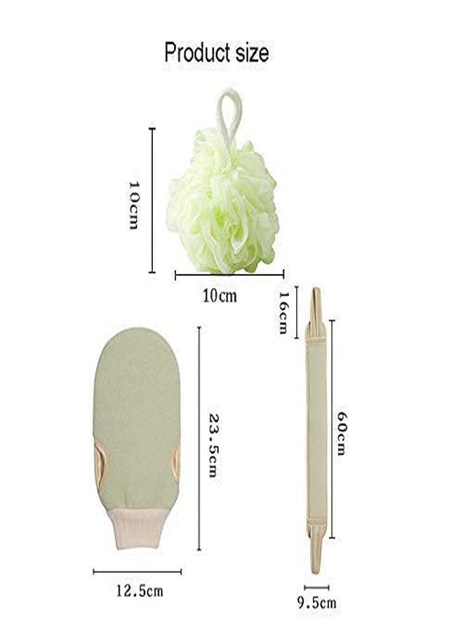 FAGVA Bathing Exfoliating Set Back Scrubber, Sponge Loofah Ball, Loofah Glove | Double Sided Strap & Loofah Ball Removes Dead Skin (3 Pcs Set) - Image 5