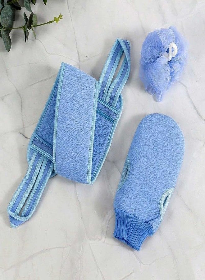 FAGVA Bathing Exfoliating Set Back Scrubber, Sponge Loofah Ball, Loofah Glove | Double Sided Strap & Loofah Ball Removes Dead Skin (3 Pcs Set) - Image 2
