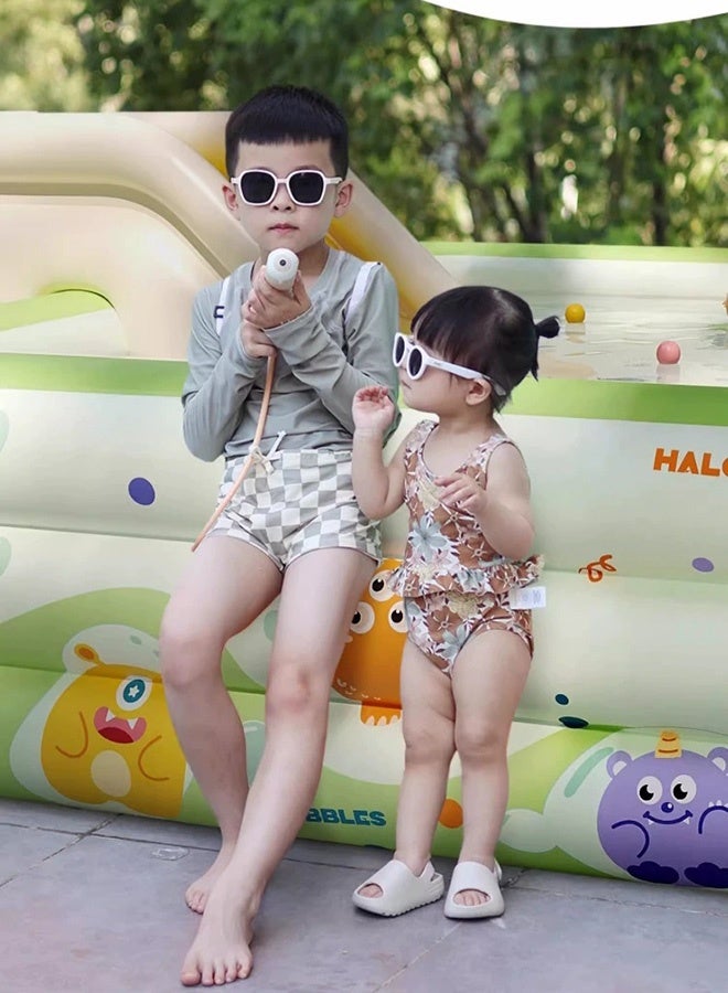 Green Inflatable Pool for Kids and Adults, 260X160X56CM Oversized Thickened Family Swimming Pool for Toddlers, Outdoor, Garden, Backyard, Summer Water Party - Image 4