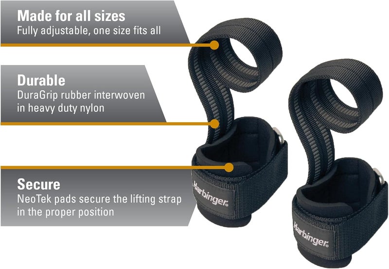 Harbinger Big Grip No-Slip Nylon Lifting Straps with DuraGrip (Pair) - Image 2