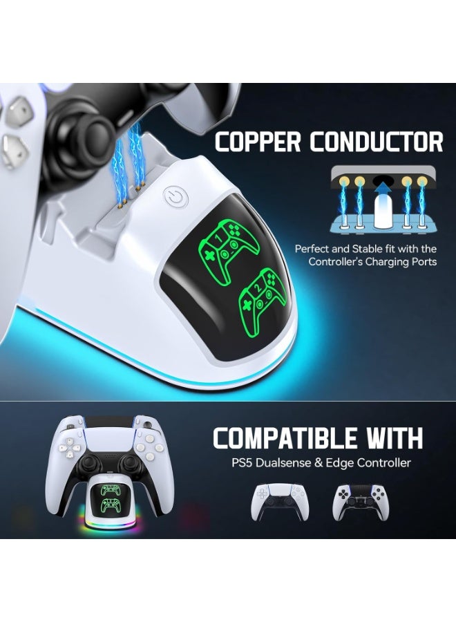 SUNEX PS5 Controller Charger, Dual Charging Dock Station with RGB Light for PlayStation 5 DualSense & Edge, Fast Charging - Image 3