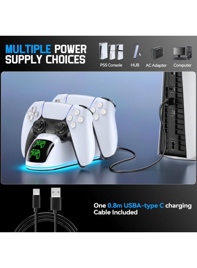 SUNEX PS5 Controller Charger, Dual Charging Dock Station with RGB Light for PlayStation 5 DualSense & Edge, Fast Charging - Image 5