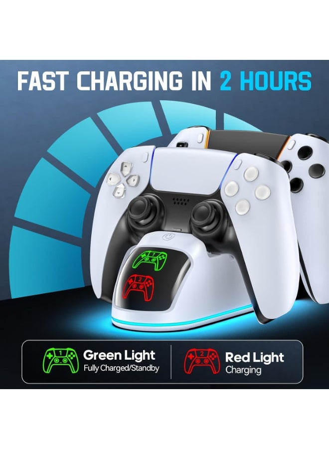 SUNEX PS5 Controller Charger, Dual Charging Dock Station with RGB Light for PlayStation 5 DualSense & Edge, Fast Charging - Image 2