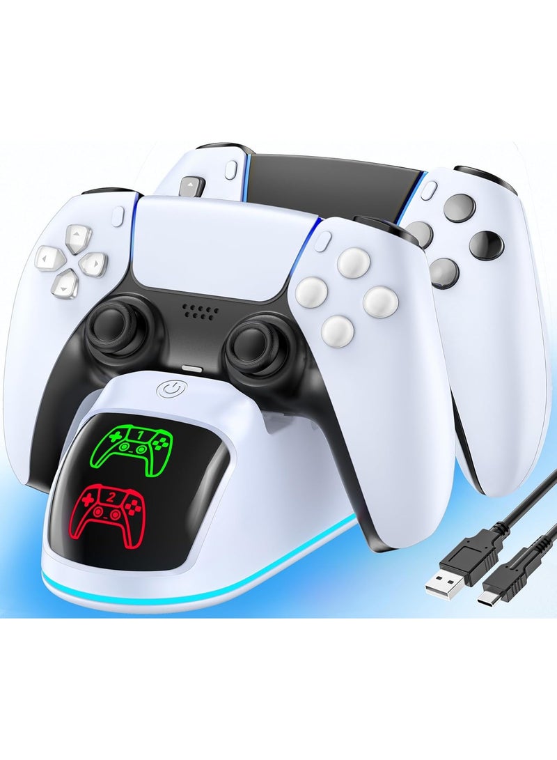 SUNEX PS5 Controller Charger, Dual Charging Dock Station with RGB Light for PlayStation 5 DualSense & Edge, Fast Charging - Image 1