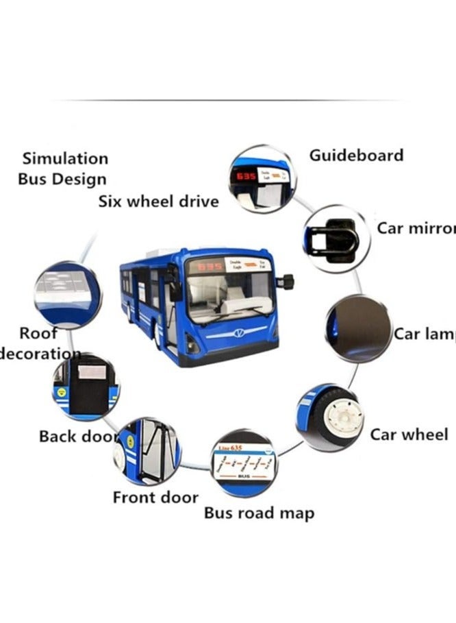 سکیلو جهاز التحكم عن بعد الكهربائي جولة حافلة المدينة نموذج RC لعبة سيارة مع بدء تشغيل بمفتاح واحد ، أضواء وباب مفتوح هدية على غرار الحافلة المدرسية للأطفال - Image 3