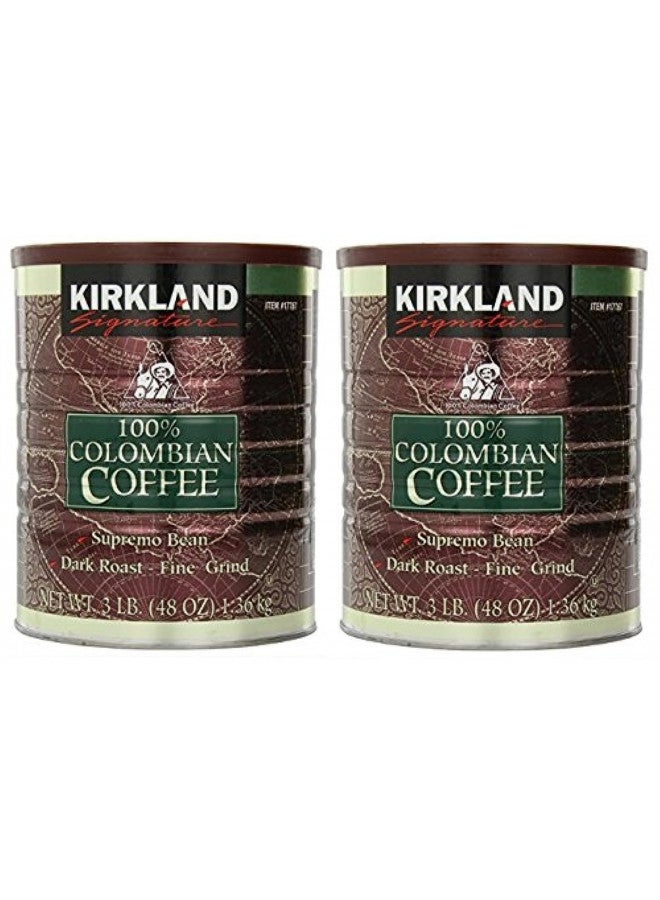Kirkland Signature Kirkland Signature Signature Swa 100% Colombian Coffee, Supremo Bean Dark Roast-Fine Grind, 3 Pound (2 Cans)