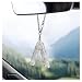 DXNQ Bling Initial Car Rear View Mirror Ornament Crystal Sparkling Cute Letter Charm Pendant Auto Decor Hanging Lucky Diamond Initial Charm Car Mirror Bag Ornament for Girl Women Letter A - Image 2